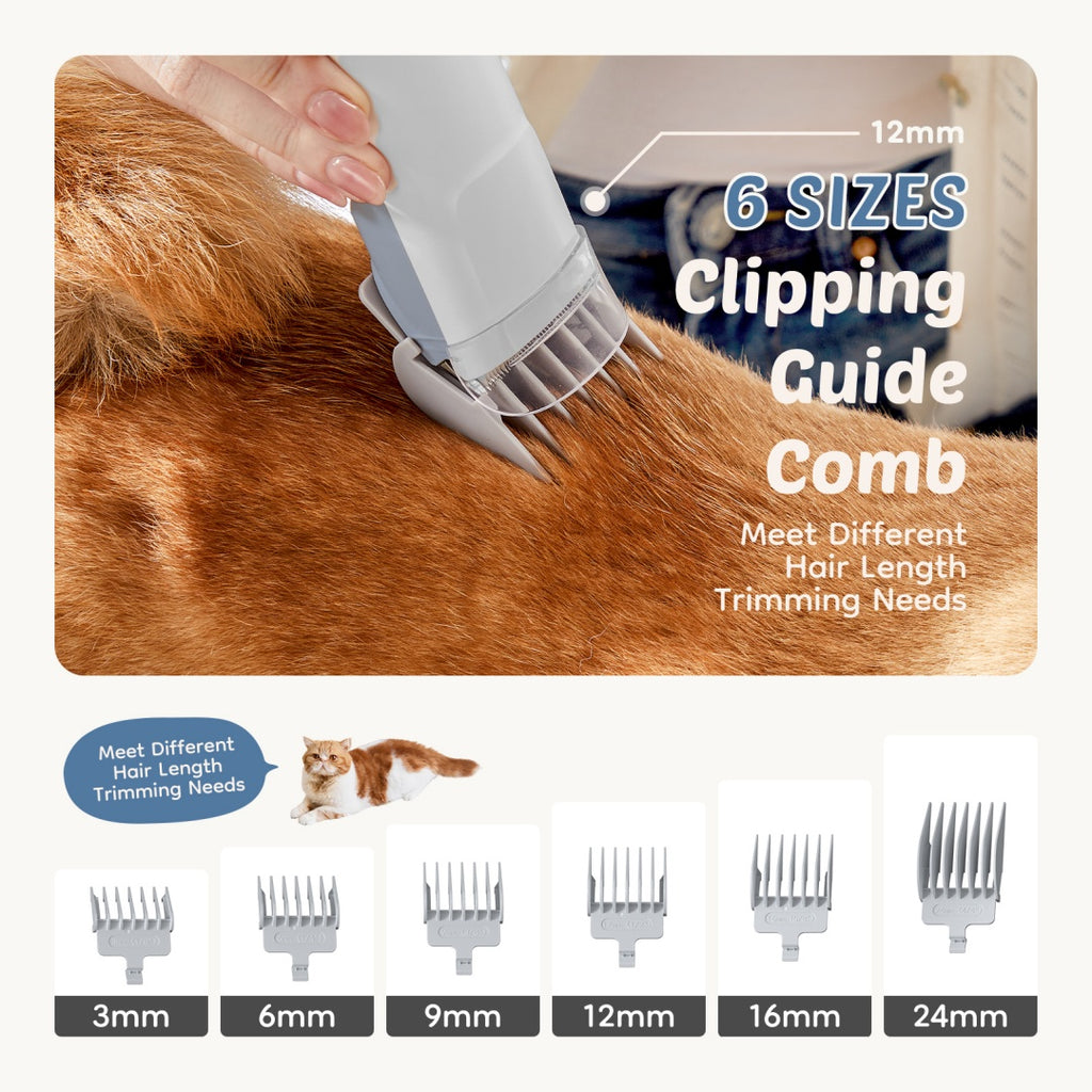 Professional Dog Grooming Clippers With 2.5L Cup, 3 Suction Modes, Cordless Clippers, 5 Groomer Tools, Low Noise Pet Hair Trimmer For